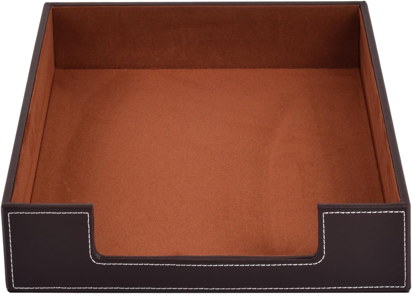 Leather Letter Tray, Office Supplies Desk Organizer for Mail Paper Files Magazines Jewelry Cosmetics,Luxury Letter Holder&Multipurpos Stackable Office Desktop Storage Box,Coffee