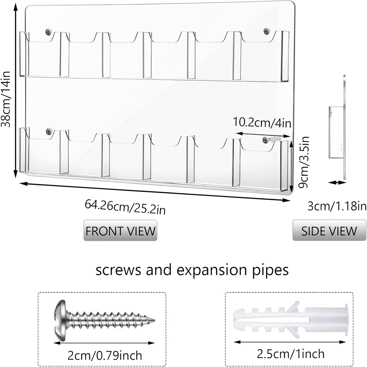 Eersida 2 Pack Acrylic Brochure Pamphlet Holder Wall Mount Clear Brochure Display Holder Plastic Trifold Flyer Rack Literature Storage Rack for Offices Waiting Room (12 Pockets, 25 x 15 Inch)