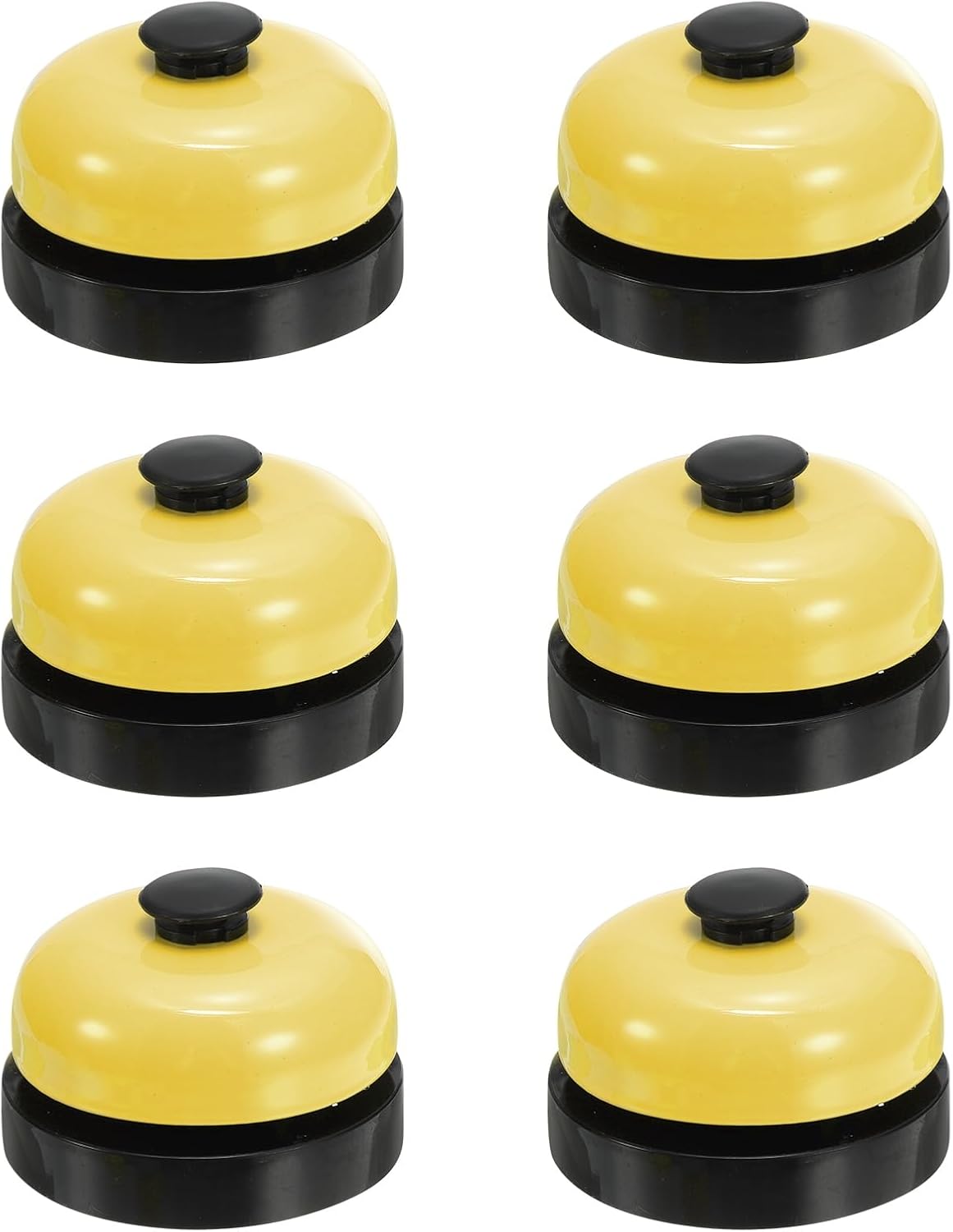 PATIKIL 6 Pcs Desk Call Bell 2.5" Dia with Metal Anti-Rust Construction Black/Yellow