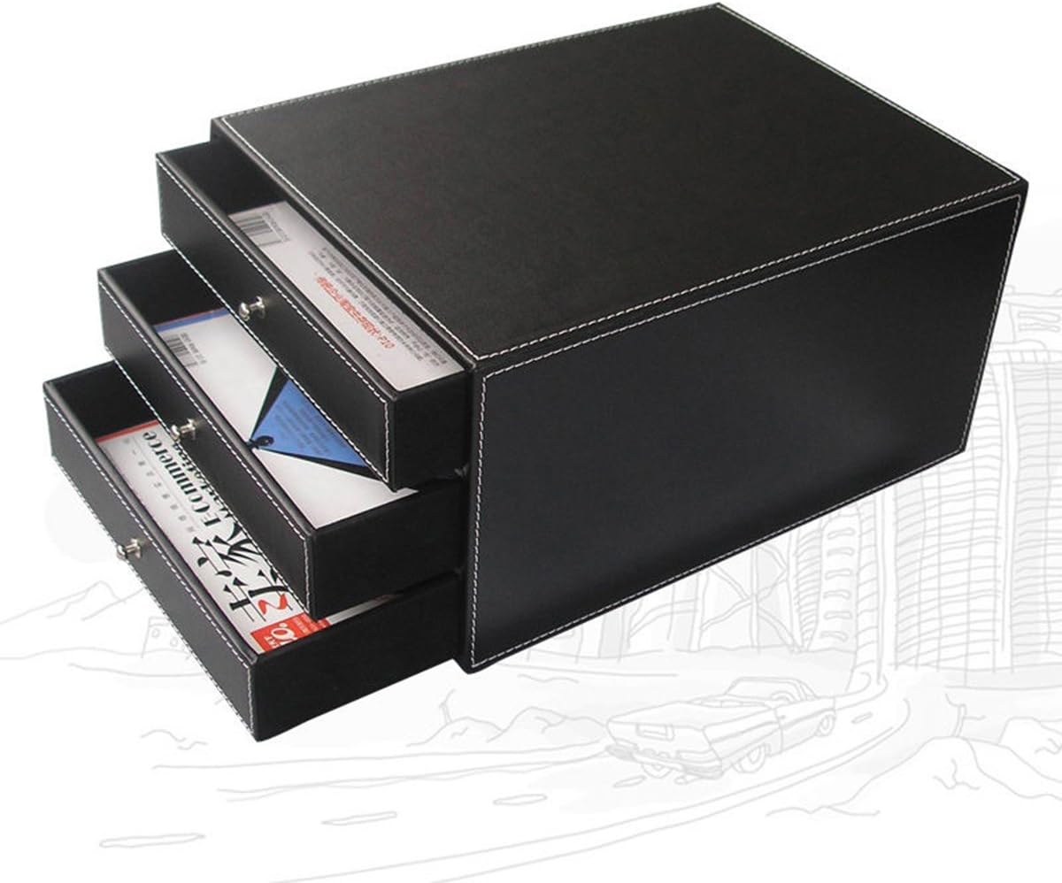 KINGFOM Office Desk Organizer Set 6 PCS Office Supply Synthetic Leather Desk Set Including Desk Organizer, Mouse Pad, File Cabinet, Document Holder, Crystal Holder and Tissue Box Holder (T02H)