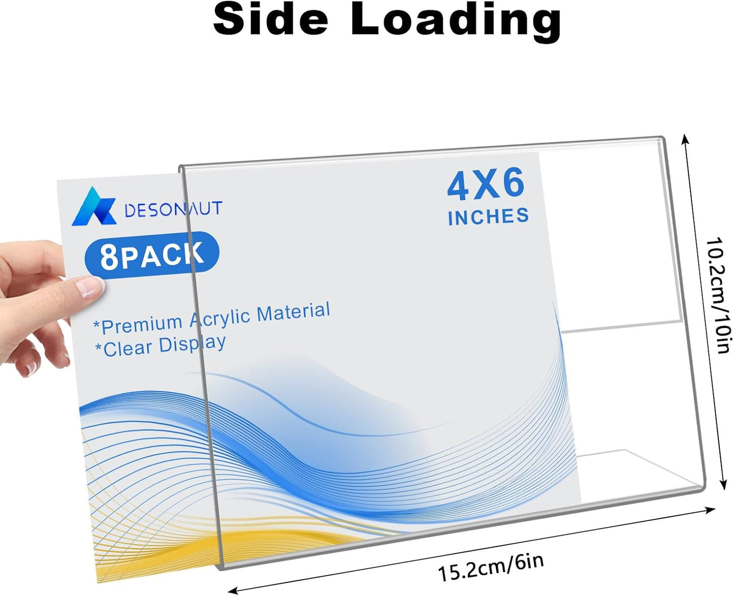 8 pack Acrylic Sign Holder 4 x 6 Inches,Clear Plastic Sign Holder Paper Photo Display，Menu Tabletop Stand，Clear Acrylic Picture Frame，Flyer Holder（Horizontal）