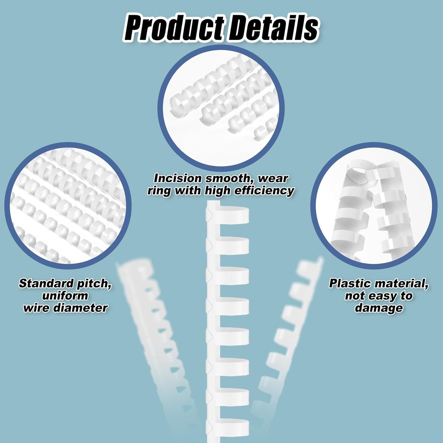 Yunsailing 150 Pack Plastic Binding Combs Plastic Binder Comb Ring 19 Ring Binding Spines Letter Size Spiral coils for Notebook Calendar(1/4 5/16 3/8 1/2 5/8 3/4 in,White)
