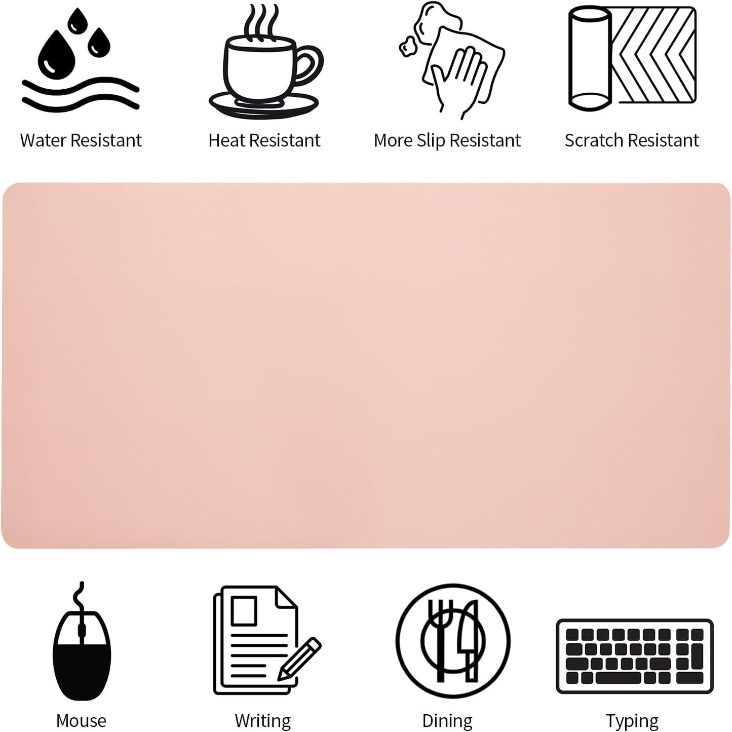 Bloss Pink Desk Mat, Waterproof Non-Slip Leather Desk Pad, Large Mouse pad, Computer Mat for Desk, Pink Desk Accessories Easy Clean for Office/Home(35.4×15.7 Inches)
