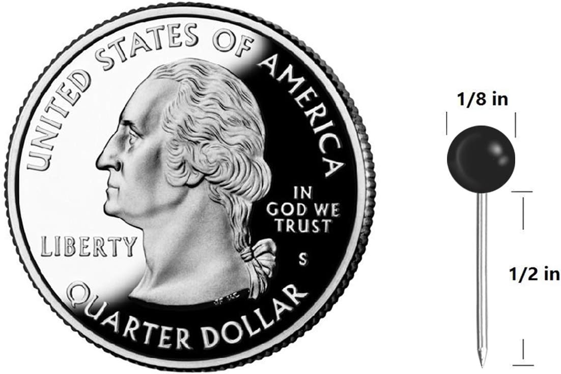 Yalis Push Pins Map Tacks 1/8-Inch Assorted Color Beads Head Map Marking Push Pins,500-count (Black)