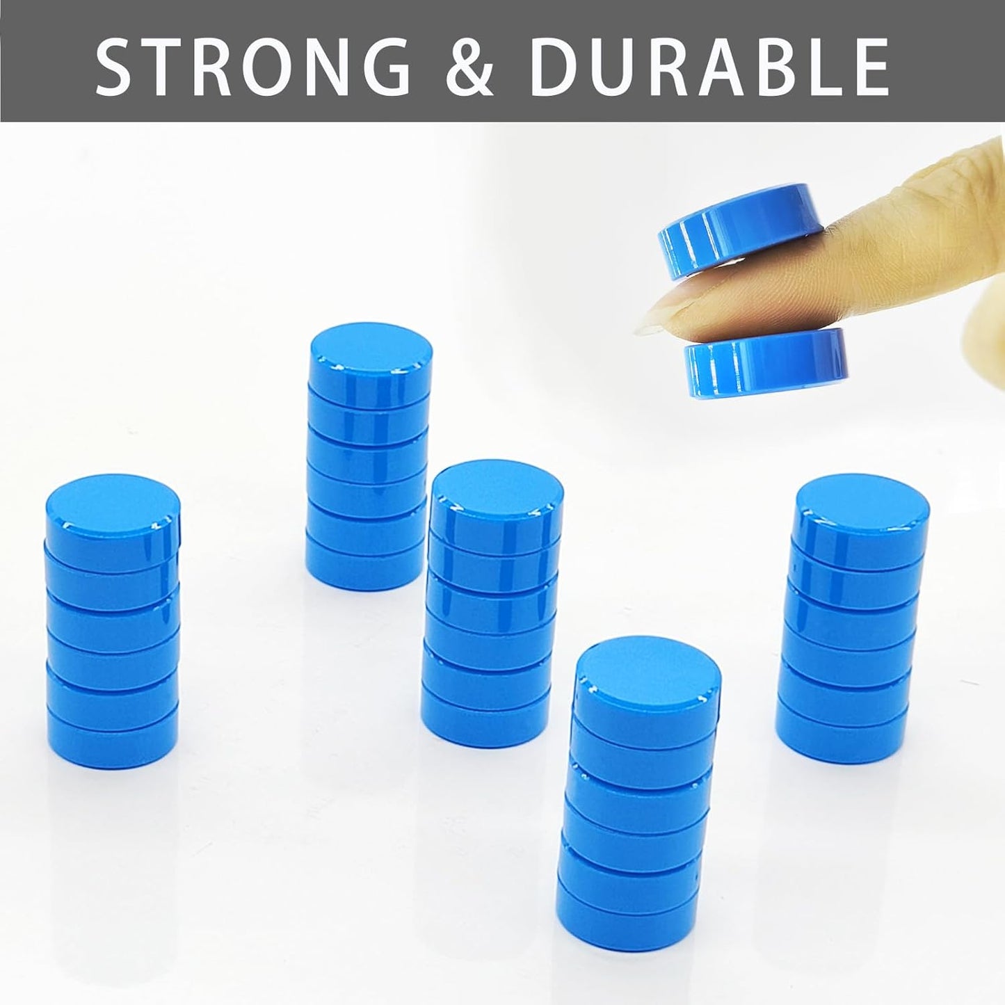 ZDZBLX Fridge Magnets, 20 Pcs Strong Small Refrigerator Magnets for Whiteboard, Heavy Duty Mini Cute Round Magnets for Fridge, Locker, Kitchen, Office, Blue