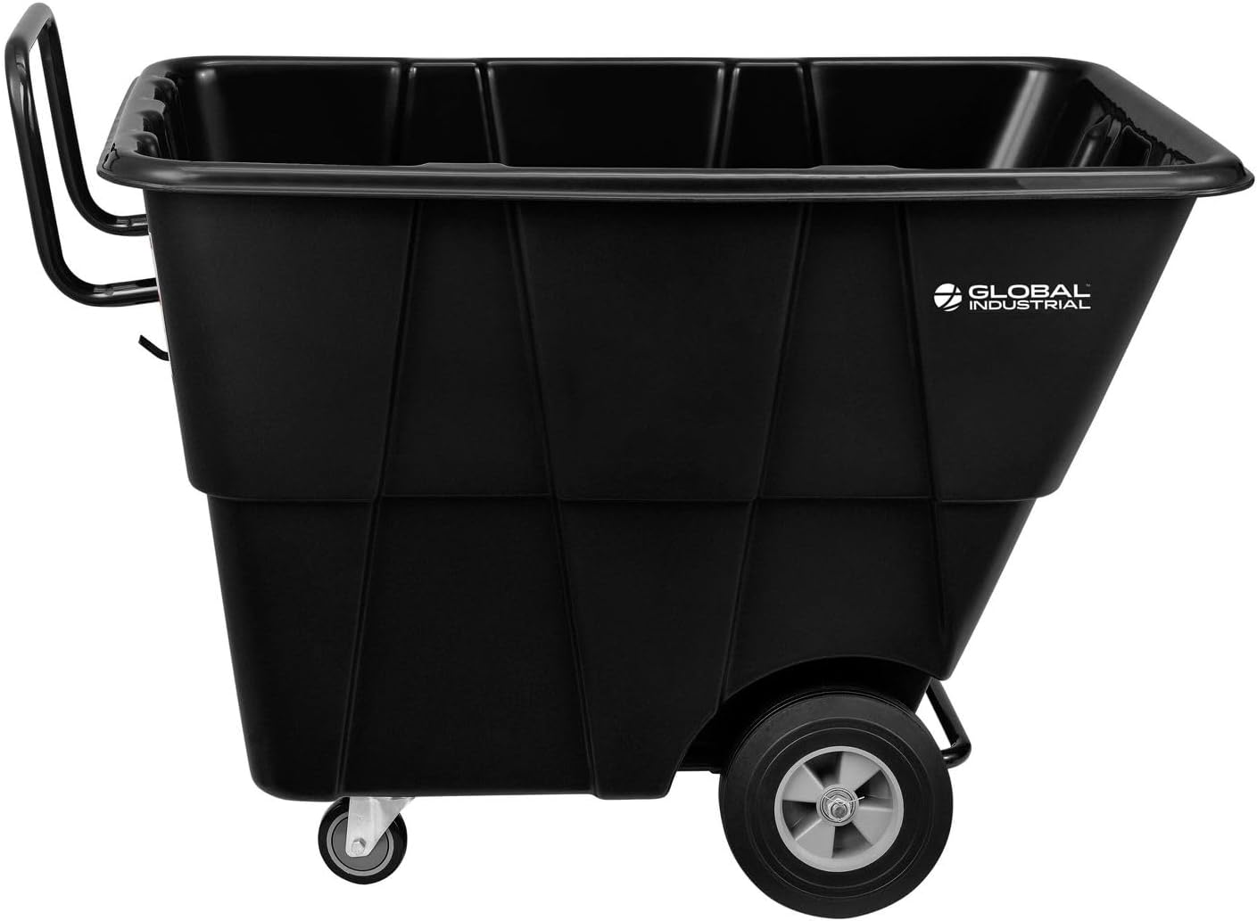 Global Industrial Standard Duty Plastic Tilt Truck 1/2 Cubic Yard Capacity 850 Lb. Capacity, Black, Cart for Construction Commercial Industrial Transportation