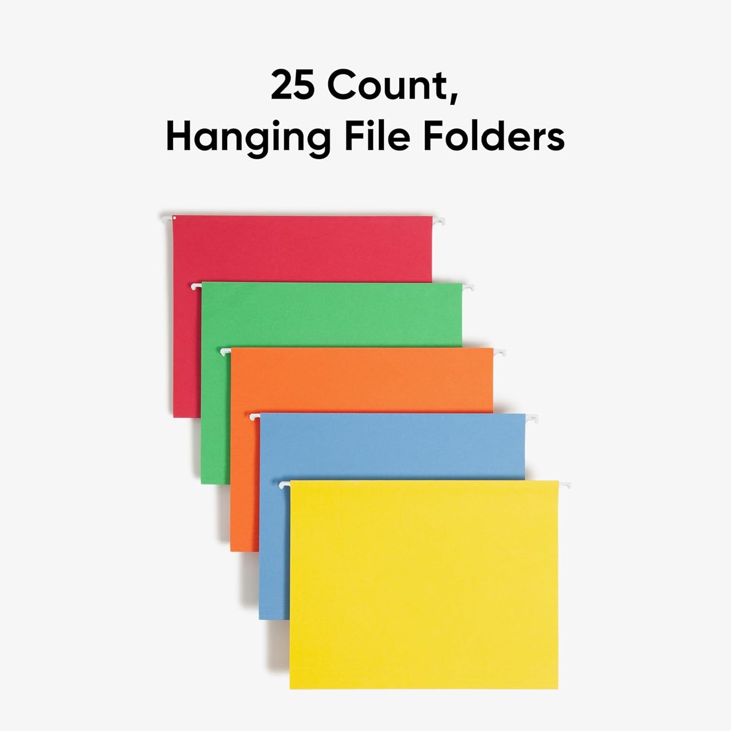 Smead Standard Hanging File Folders, 25 Count, Assorted Primaries, 1/5-Cut Adjustable Tabs, Letter Size (64059)