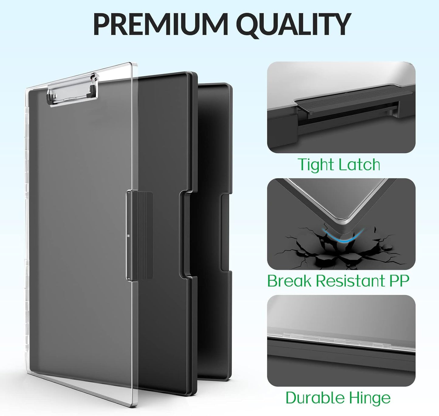 Sooez Clipboard with Storage, Heavy Duty Cleaview Clip Boards 8.5x11 with Dual Storage, Dry Erase Plastic Nursing Clipboard, High Capacity Clipboards Folder for Teacher Nurse, School & Office Supplies