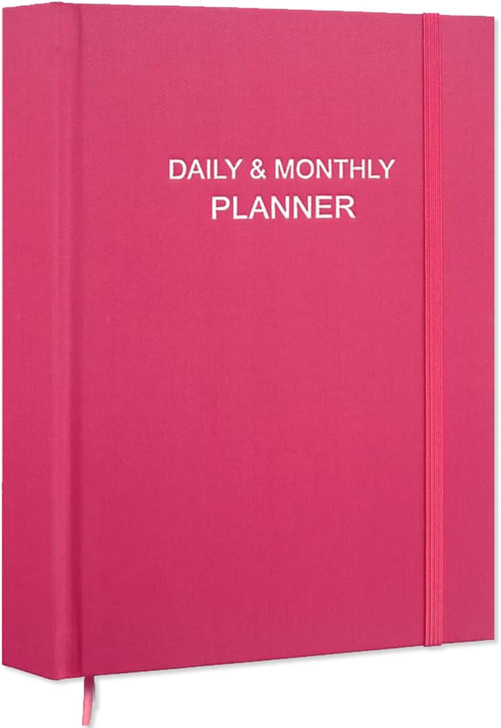Daily & Monthly Planner for 2025 2026 or Anytime - ADHD Planner Two Pages Per Day, Daily Planner Undated to Increase Focus, Eliminate Overwhelm, Achieve Your Biggest Goals, 8.5'' × 11'', Pink
