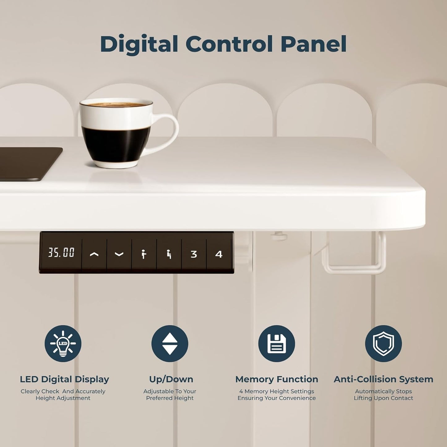 Adjustable Stand Up Desk with Memory Preset, Standing Desks 40 x 24 Inch Electric Home Office Desk Computer Workstation, Splice White Top + White Frame