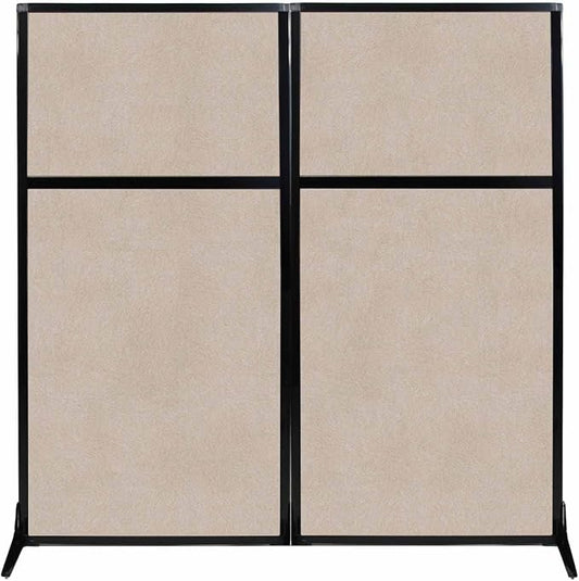 Versare Office Workstation Screen | Portable Wall Divider | Modern Cubicle | Freestanding Privacy Screen | Flexible Work Space | 2 Panels | 66" Wide x 70" Tall Beige SoundSorb Panels
