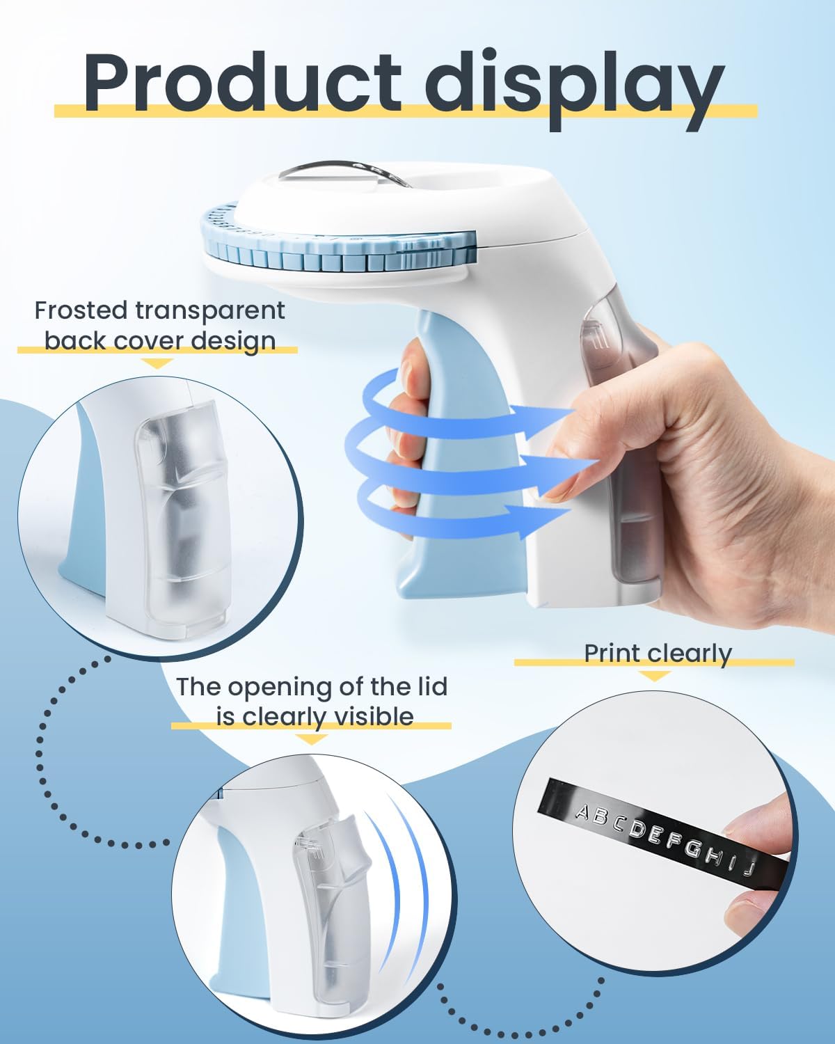 Label KINGDOM Embossed Label Maker, Omega S Blue Embossing Label Maker with 10pk Embossing Label Tape, Retro Labeler Old School Label Printer for Home Office School DIY