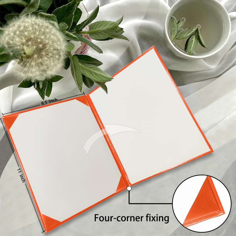 Diploma Cover 8.5x11 Inch, Graduation Certificate Holder - Elegant Faux Leather Folder for Graduation, Wedding Officiant,Orange-1 Pack