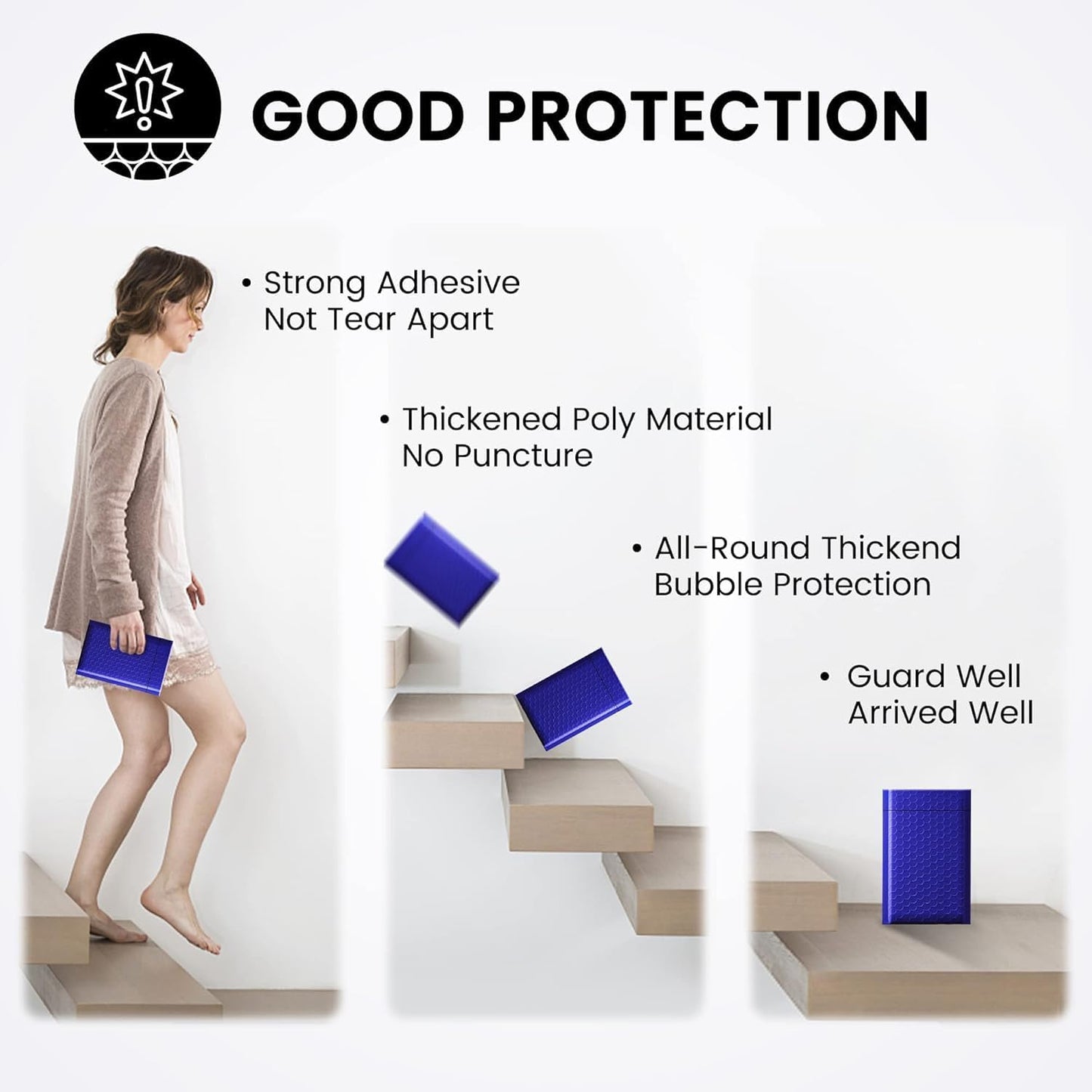 Fuxury Bubble Mailer 800Pcs 4x8 Bubble Mailers Bulk Royal Blue Shipping Padded Envelopes Usable Size 4x7” Waterproof Mailing Envelopes for Mailing,Packaging, Small Business #000