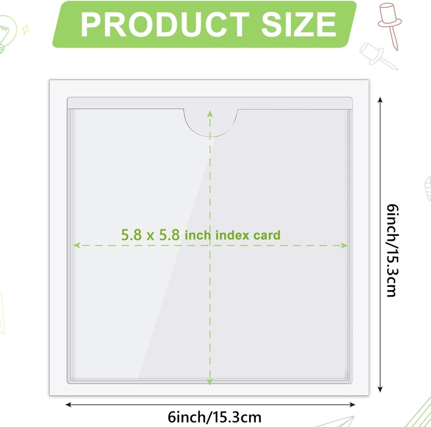 Outus 100 Pcs Clear Self Adhesive Pockets - Bin Labels for Storage Bins, Pocket Label Sleeves, Plastic Index Card Holder with Top Open for Organizing Bins Box Drawer(6 x 6 Inch)