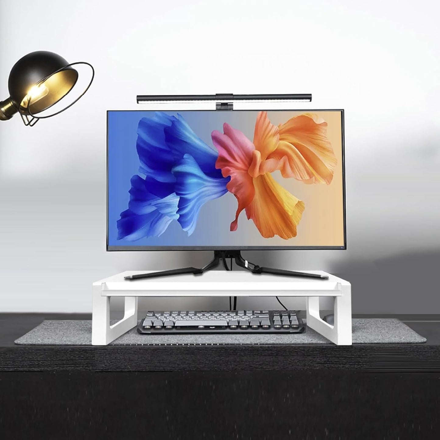 Monitor Stand Riser – 16-Inch Computer Monitor Stand with Multifunctional Slot, Multi-Purpose Desktop Storage for Laptop, Printer, TV