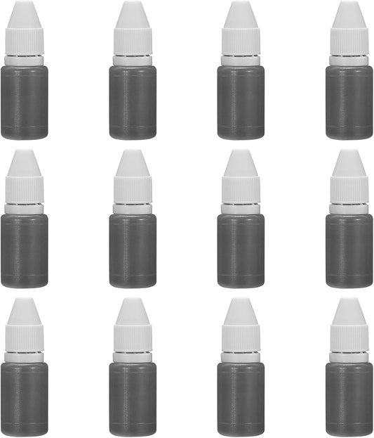 PATIKIL 0.33oz Refill Ink for Stamps and Ink Pads, 12Pcs 10ml Stamp Pad Ink Refill for Office Stamp Self Inking Stamp Date Stamp Scrapbooking, Gray