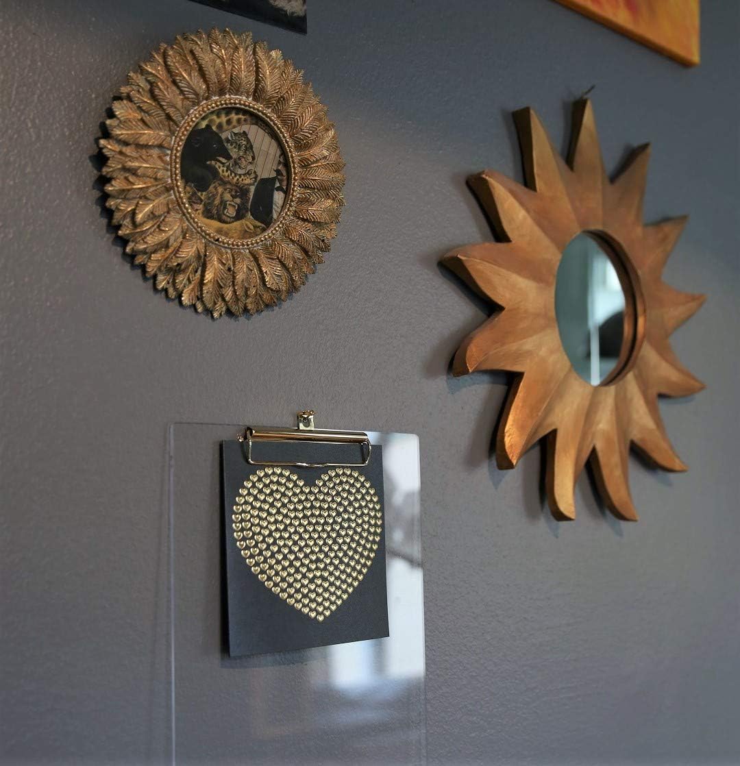 UNIQOOO 2 Pack Thick Clear Acrylic Clipboard with Shiny Gold Finish Clip, Perfect for Modern Arts Lover and Style Expert, Calligrapher, Office, Seminars, Workshops, Home School, Classroom and Event