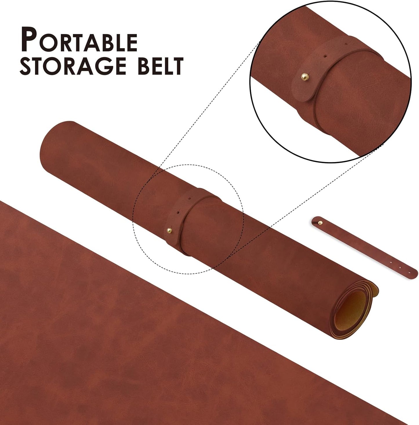 Distressed Leather Desk Mat - Non-Slip PU Desk Pad for Office and Home - Desk Organization and Accessories - Ideal for Large Mouse Pad and Desk Mats on Top of Desks(Mahogany,36"x 17")