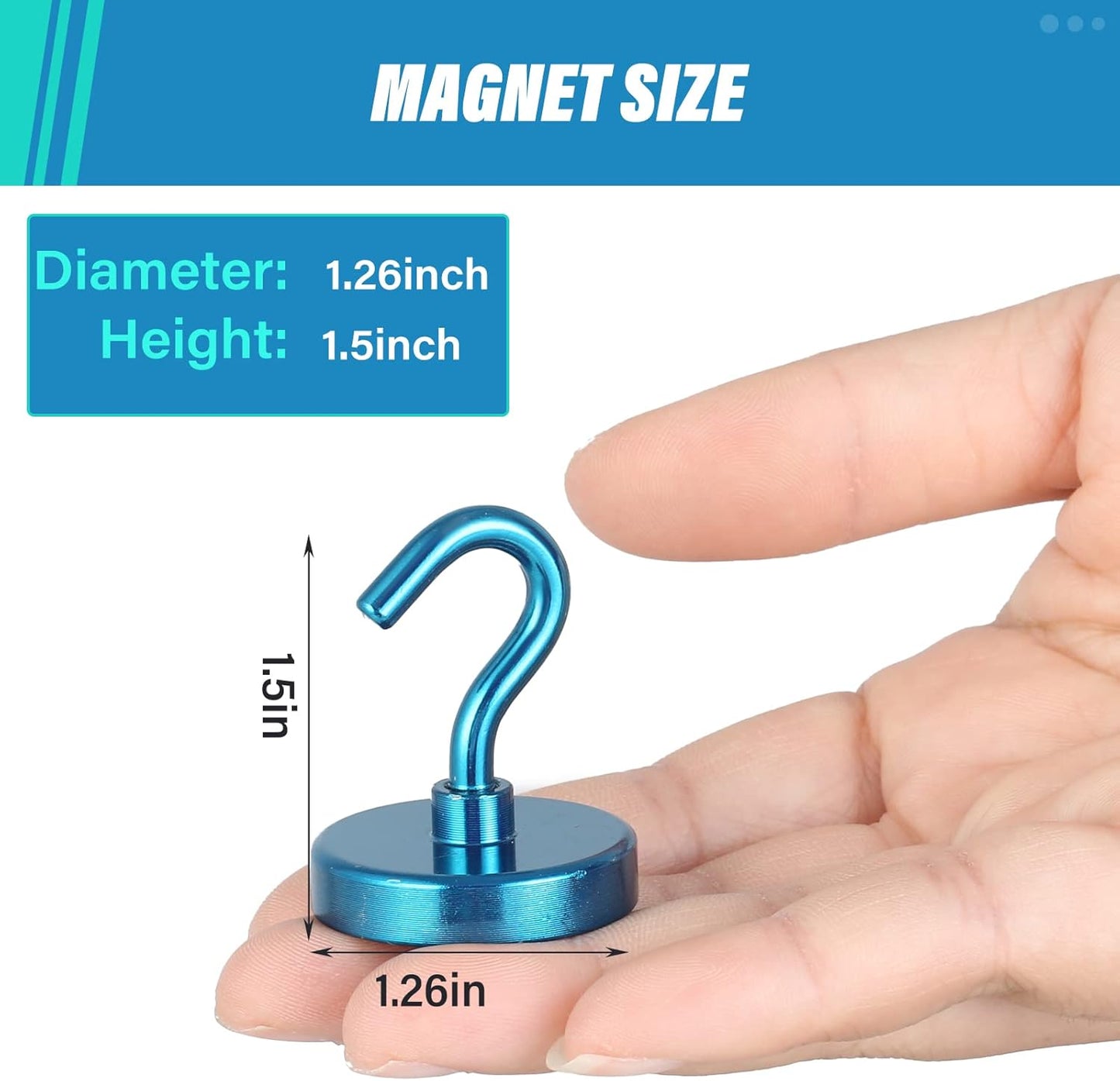 Neosmuk Magnetic Hooks Heavy Duty, Strong Magnet with Hook for Fridge, Super Neodymium Extra Strength Industrial Hooks for Hanging, Magnetic Hanger for Toolbox, Cruise, Grill(RoyalBlue,4 Pack)