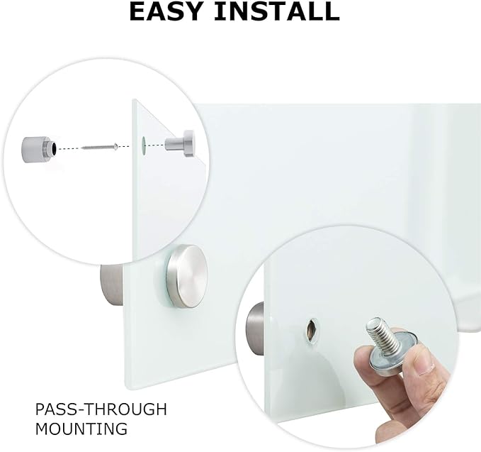 Glass Whiteboard 6'x 4', Magnetic Dry Erase Board, Large Framless Glass White Board for Wall Office School Home
