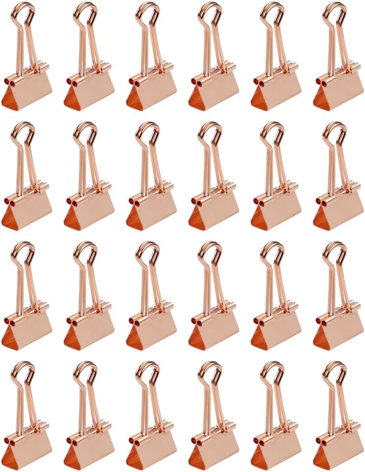 JAM PAPER Colorful Binder Clips - Small - 3/4 Inch (19 mm) - Rose Gold Binderclips - 25/Pack