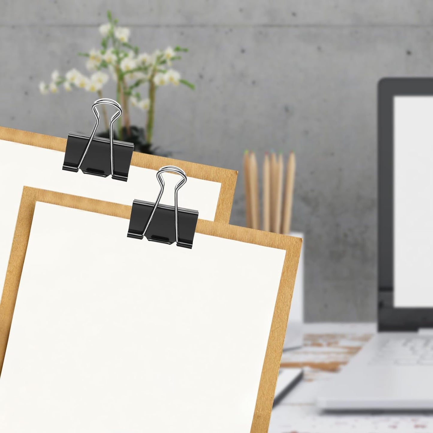 Ufmarine Large Binder Clips, 1.6 Inch Length, (24 Pcs) Big Binder Clips Paper Clamps for Office