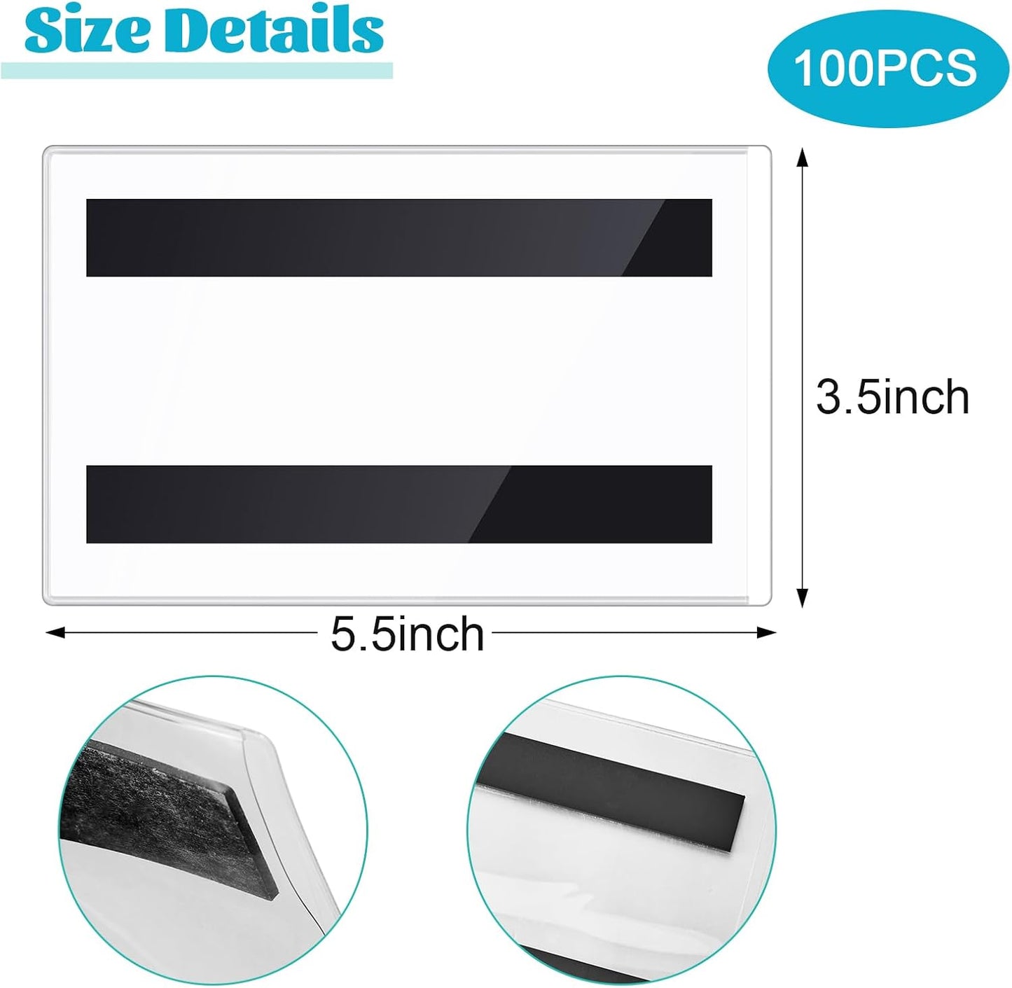 Ctosree 100 Pcs Magnetic Sign Holder Pallet Rack 5.5 x 3.5 Inches Magnetic Label Holder Clear Double Sided Window Display Frame Easy Front Opening for Window Door Office Schedule Store Home