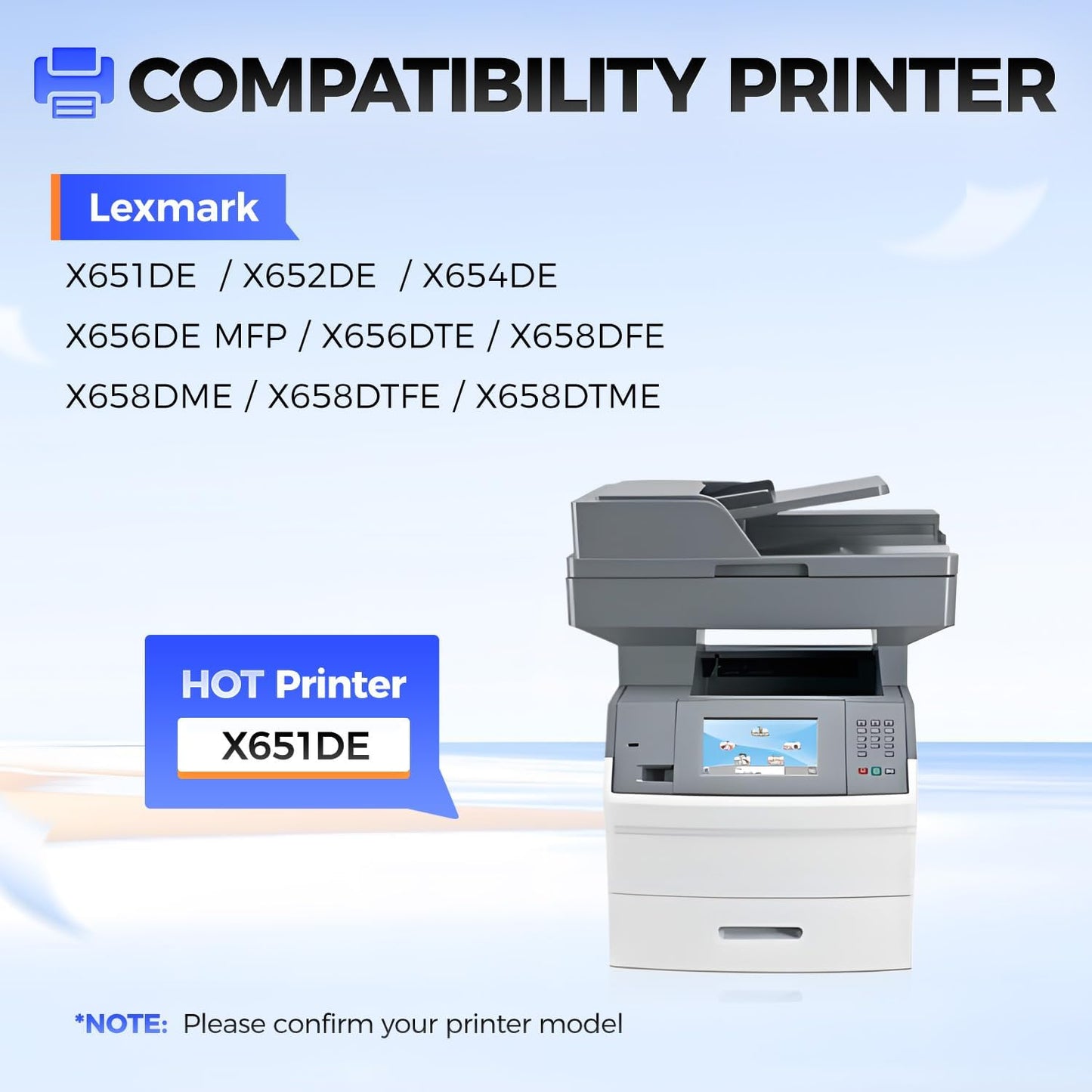 X651A11A Black Toner Cartridge with chip High Yield 1-Pack Replacement for Lexmark X651A11A Toner Compatible with Lexmark X651DE X652DE X654DE X656DE X656DTE X658DFE X658DME X658DTFE X658DTME Printer