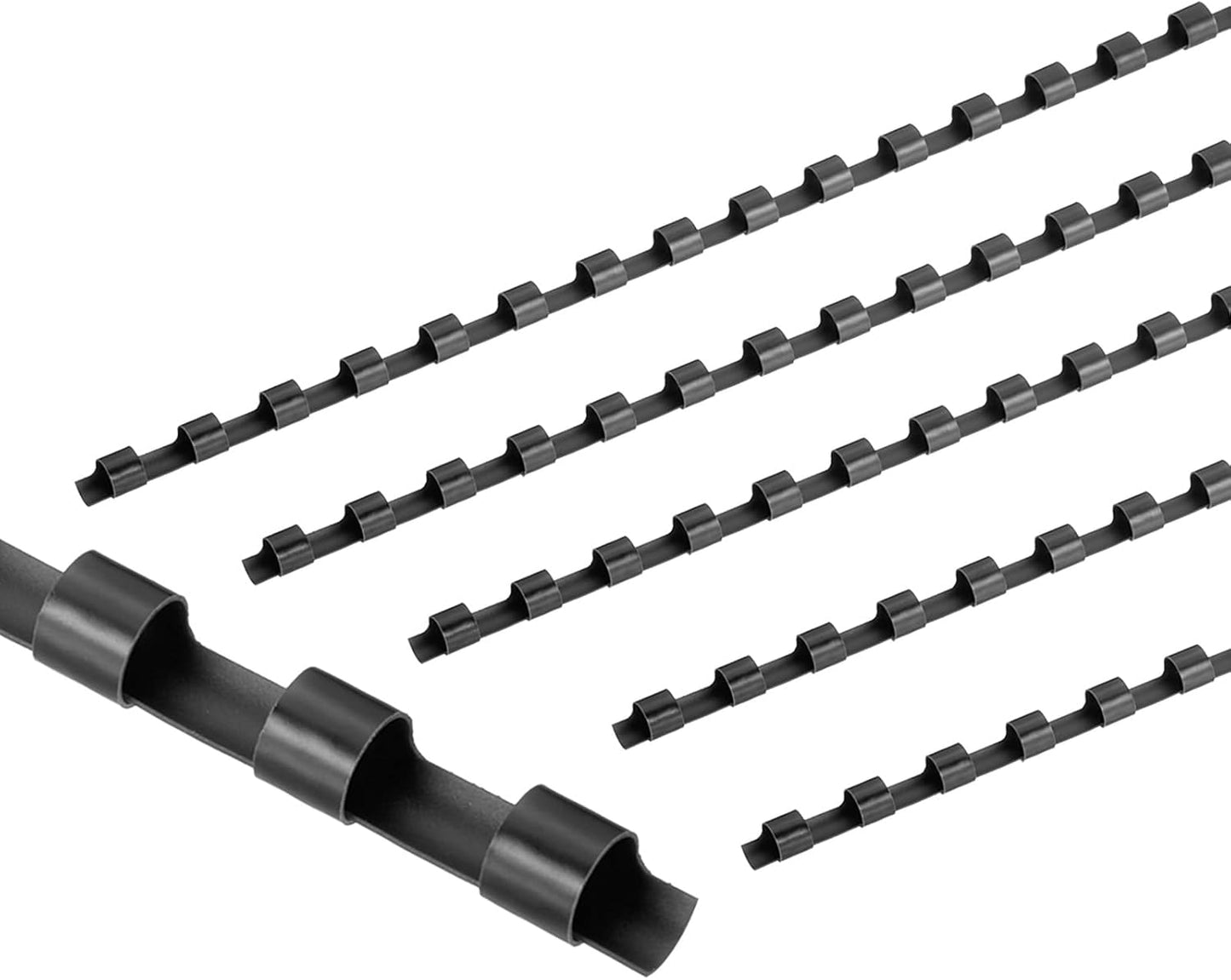 PATIKIL 6mm (1/4") Plastic Binding Combs, 50 Pcs 21 Rings Comb Binding Spines 20 Sheet Capacity Letter Size for Binding Paper Sheets, Black