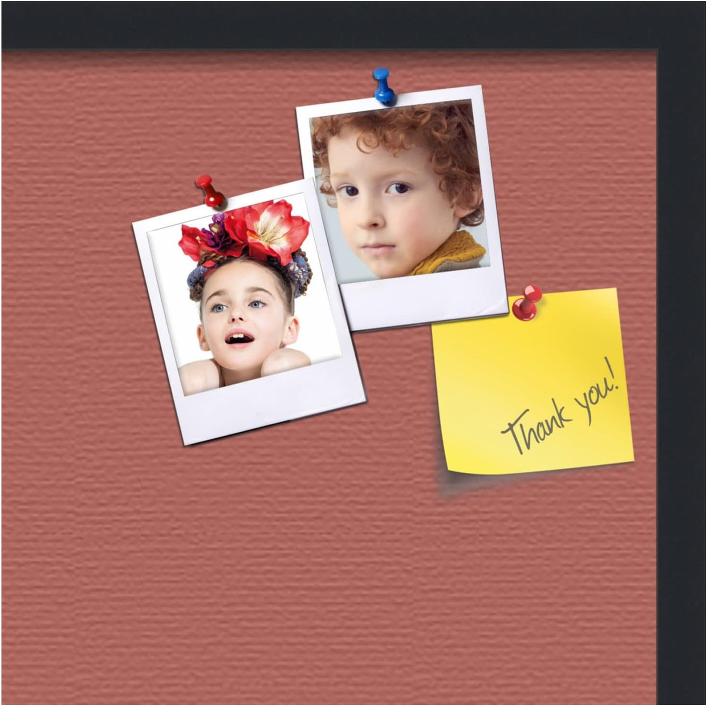 PinPix 24x24 Inch Cork Bulletin Board. This Decorative Framed Pin Board Comes with Crimson Pastel Design and a Satin Black Frame. Ideal for Home Office Decor or Message Board (PinPix-1807)