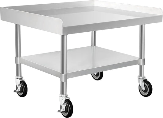 HARDURA Stainless Steel Equipment Work Stand 30" x 36" Prep Table with Under Shelf and Caster for Commercial & Workplace, Home, Hotel, Garage