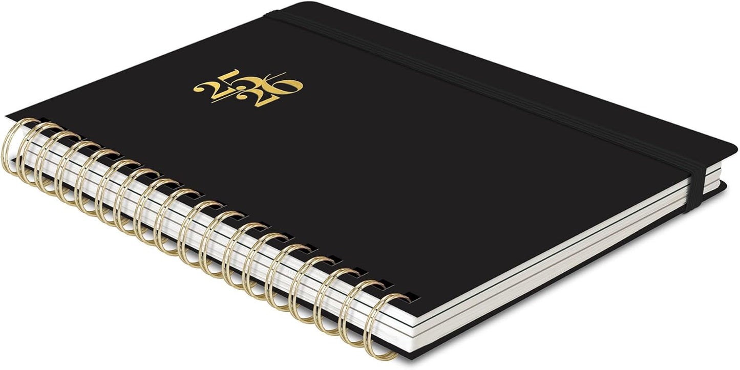 Orange Circle Studio Academic Planner 2025-2026, Amazon Exclusive, Black, Tri-Tab Planners, 17-Month Triple-Section, August 2025 to December 2026, 9.6" x 7", Weekly Monthly Planner Calendar for School or Work, Note Pages