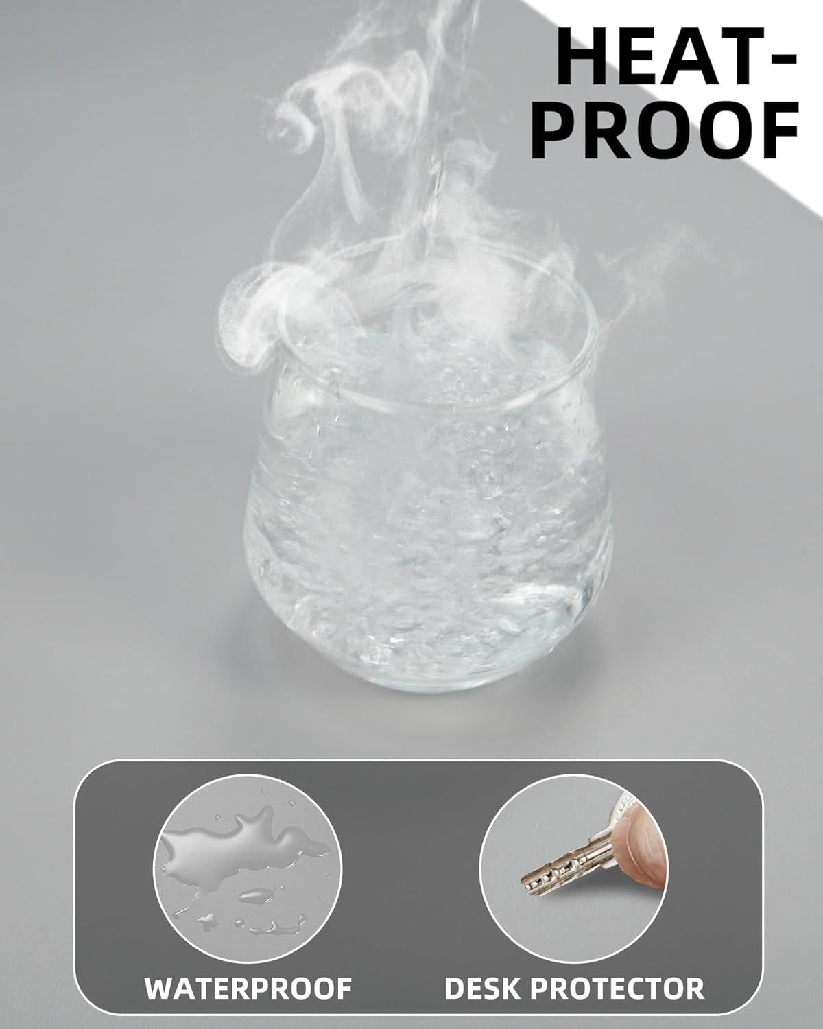 Leather Desk Pad Protector-48 x 24" Computer Desk Mat, Large Mouse Pad, Non-Slip Desk Pad, Waterproof PU Leather Desk Blotter Mat, Desk Cover Mat for Office and Home (Light Grey)