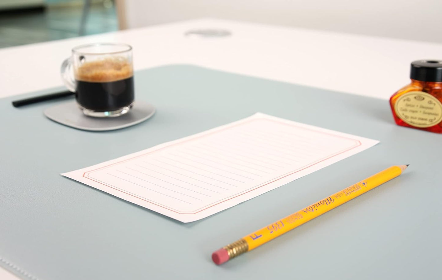 Dual-Sided Leather Desk Pad,Blotter for Laptop Computer,Mouse Pad,Writing,Drawing,Arts and Craft Mat (17"x24", Blue/Silver)