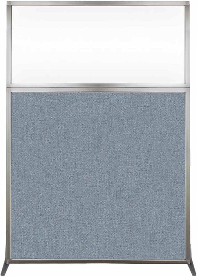 Versare Hush Screen Portable Room Divider | Workstation Wall Divider | Freestanding Privacy Hush Panels | Clear Windows | Fabric Office Divider Screen | Great for Room Separation