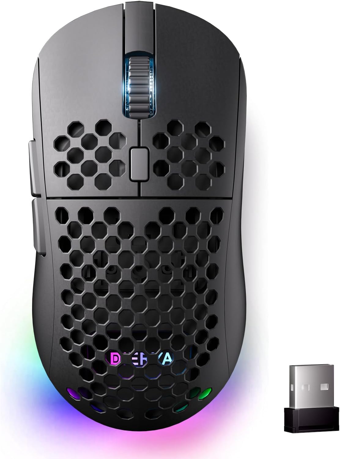 DIERYA M1 Wireless Gaming Mouse, 24000DPI, 180Hrs Battery, 16.8M RGB, 6 Programmable Buttons, Lightweight, Tri-Mode (2.4G/BT5.2/USB-C) for PC/Mac/Laptop - Black