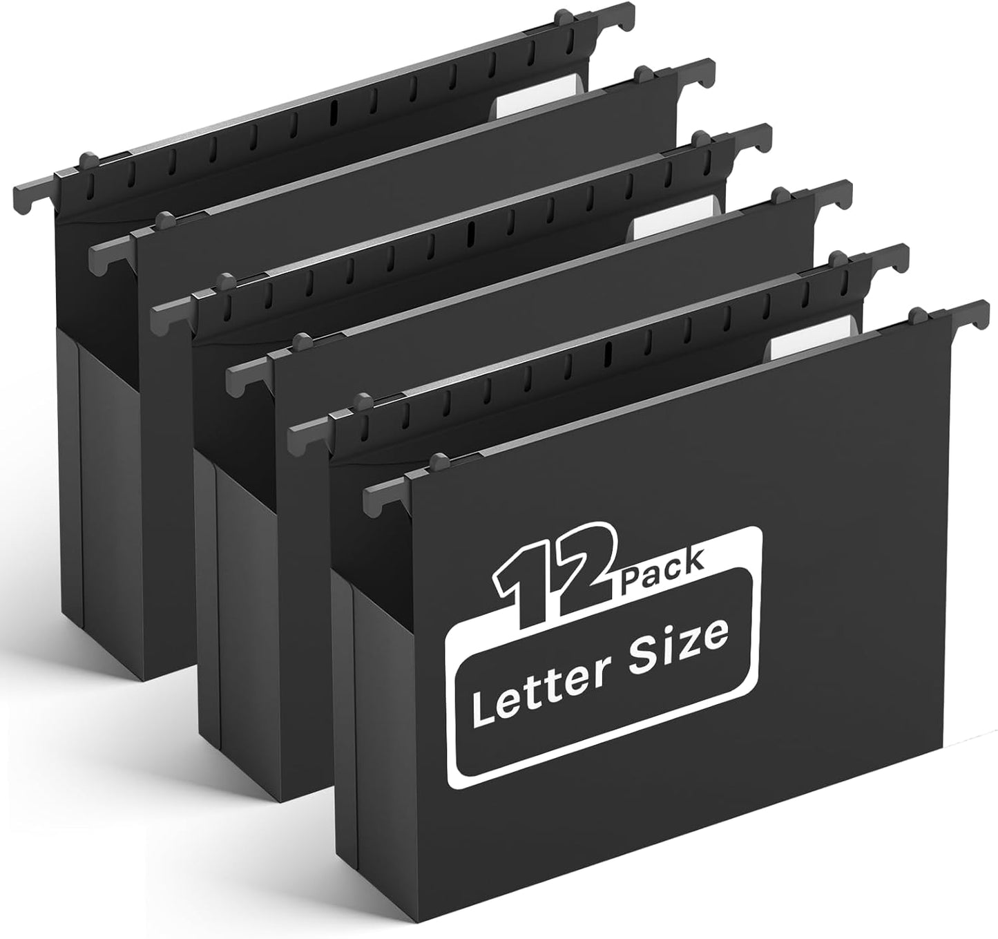 Plastic Hanging File Folders Letter Size,Heavy Duty 2" Expandable File Folder with Tabs,12 Pack Reinforced Expanding Hanging Folder,File Cabinet Folder,Extra Capacity Hanging Organizer for Home Office