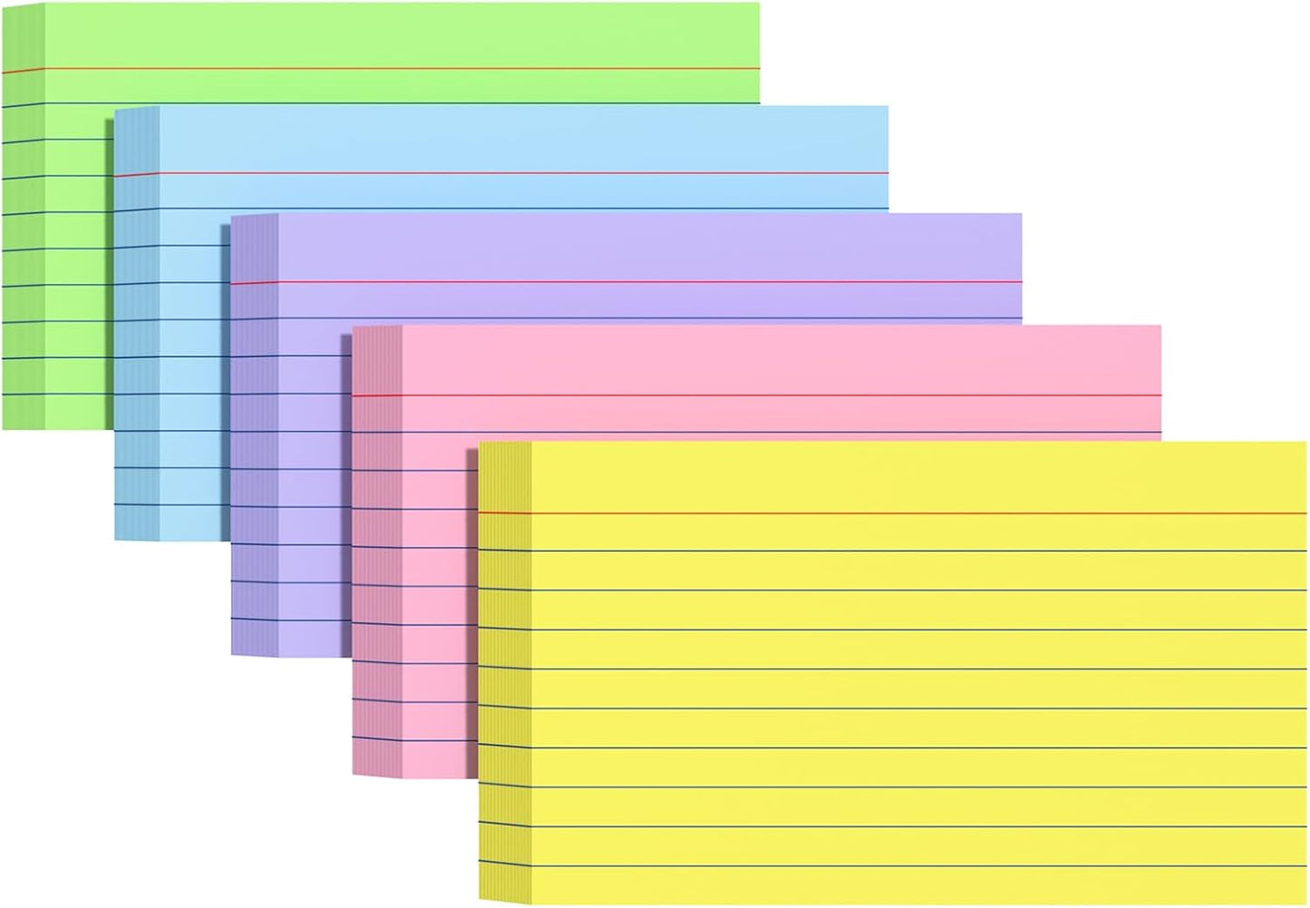 Index Cards 3 X 5 Inches, 250 Count, Colored Flash Cards For Studying, Lined Flashcards Notecards, Study Card, Ruled Front And Blank Back, Heavy Note Cards For Office, Home And School