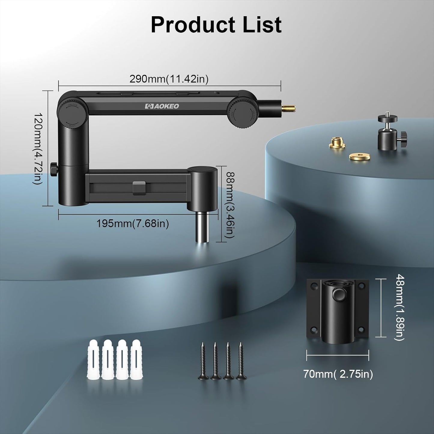 Aokeo Projector Wall Mount, 360° Adjustable Projector Stand Wall Mount for Cameras,projectors,VCRs,CCTV