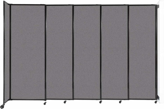 Wall-Mounted Sliding StraightWall Room Divider | Adjustable Widths | Locking Wheels | Room Separator | Up to 11'3" Wide x 7'6" Tall Slate Fabric Panels