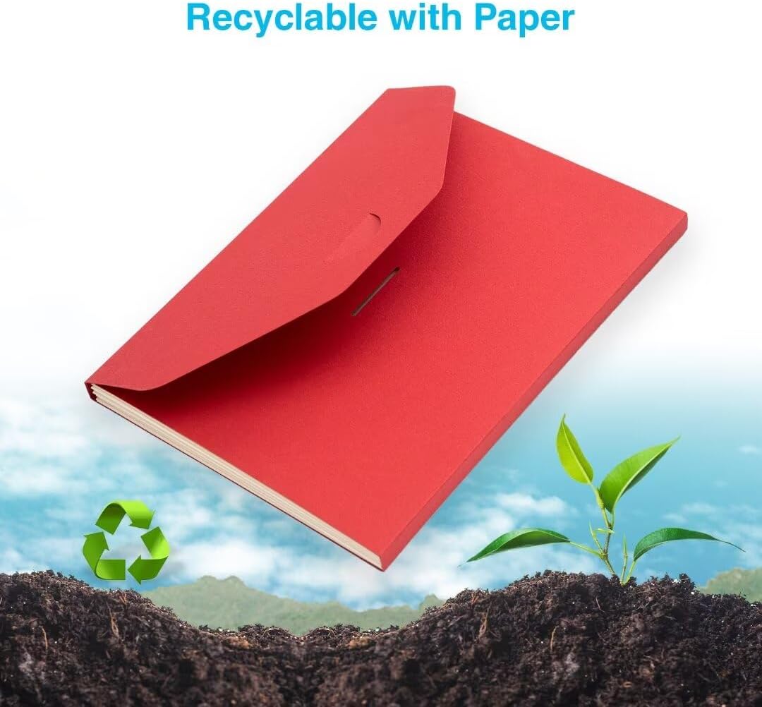 Blue Lake ECOLIFE Expandable Folders Plastic Free Accordion File Folder Organizer 6 Pocket Fiery Red