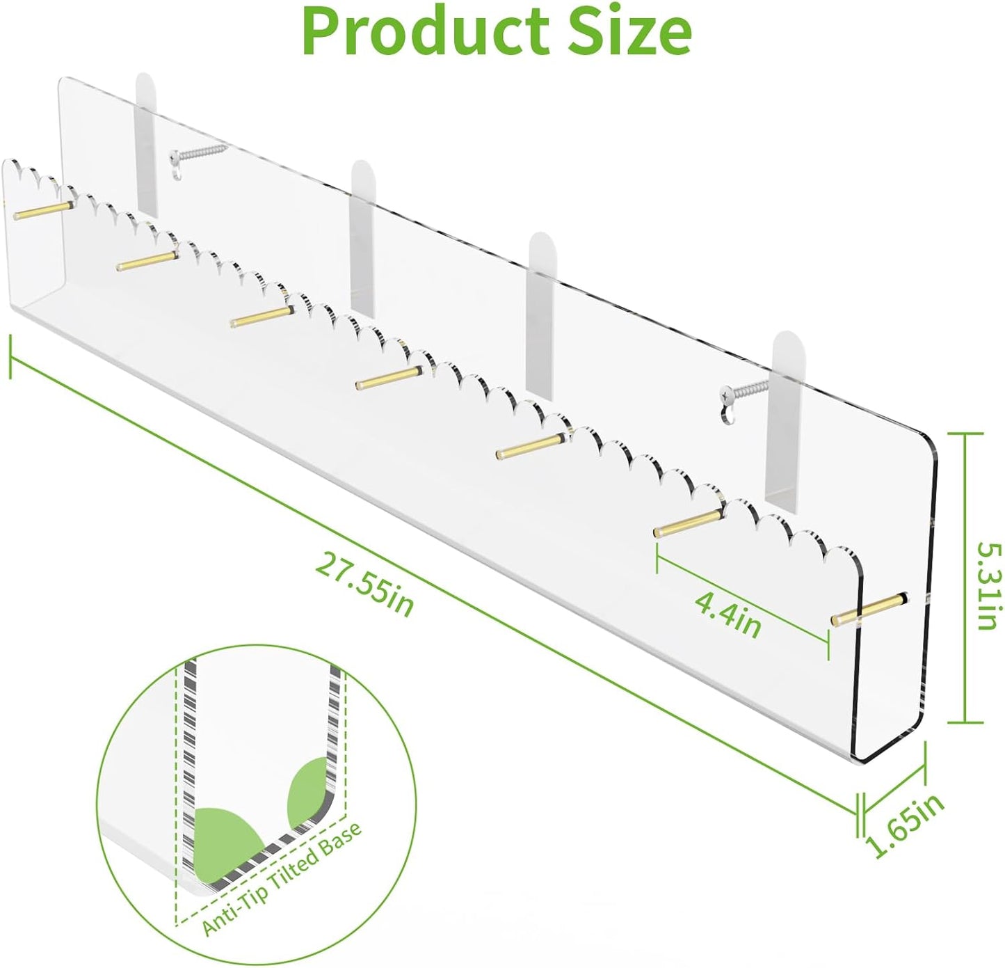 Brochure Holder Wall Mount, 2 Pack Acrylic Modular Flyer with Adjustable Magnetic Golden Bolt, Wavy Lace Pamphlet Display Stand for Organizer Trifold Flyer, Document, Leaflet, 6 Slots