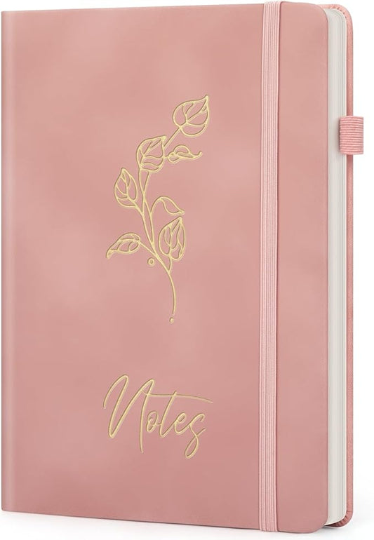 Lined Journal Notebook For Women, 200 Pages A5 Hardcover Leather Journals For Writing College Ruled Notebook For Work School Note Taking Business Diary Notepad 5.7‘' X 8.3''-Pink