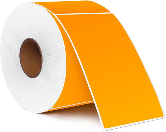 PARLAIM 3" x 5" Rectangle Adhesive Color Code Stickers,500 per Dispenser Box Roll Square Label Inventory Stickers (Fluorescent Orange)