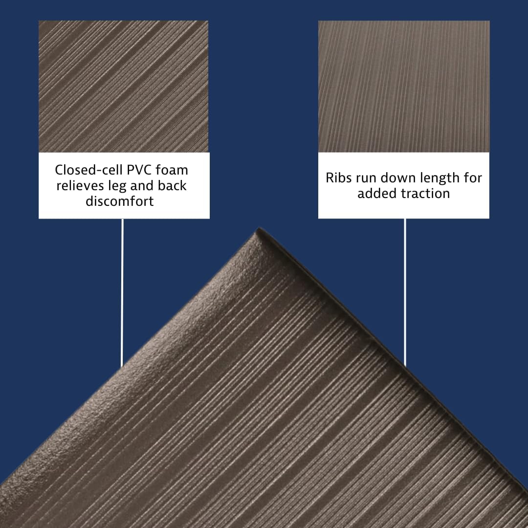 Notrax 410 Airug® 3' x 5' x 5/8" Anti Fatigue Mat, Enhanced Slip Resistance with Beveled Edges and Ribbed Surface, Ideal for Industrial and Commercial Workplaces, Black, 410S0535BL