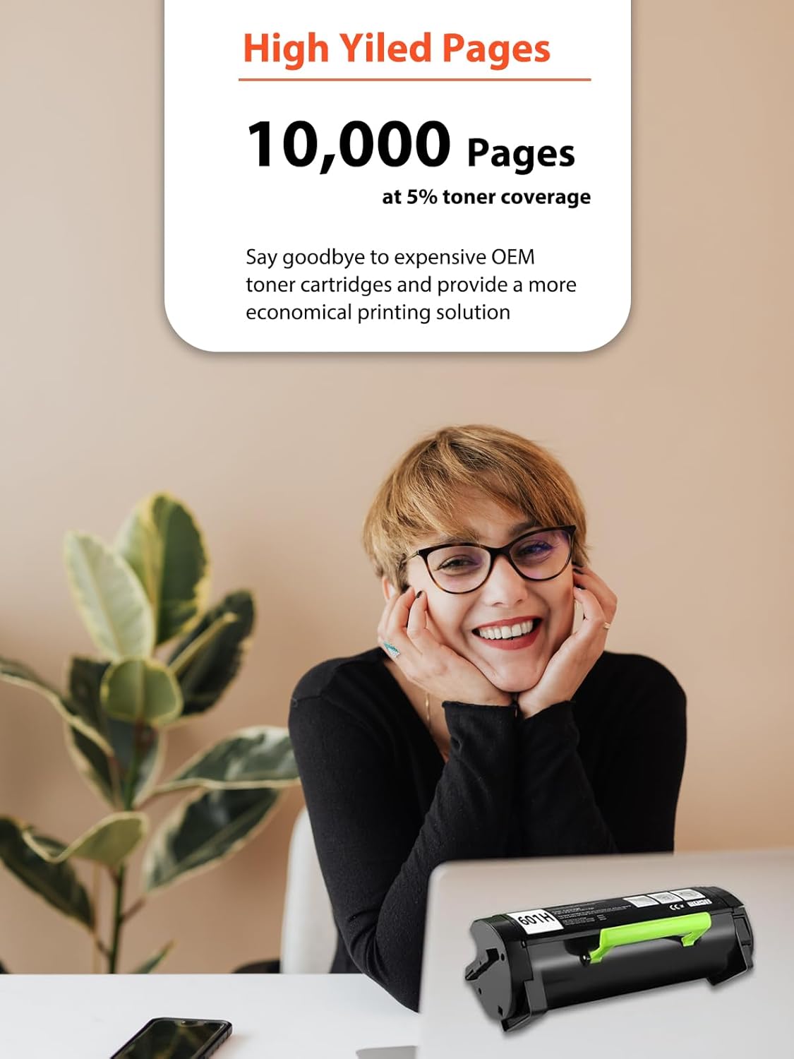 60F1H00 601H Toner Cartridge Compatible Replacement for Lexmark 601H 60F1H00 for MX310dn MX611de MX611dhe MX610de MX511de MX410de MX511dhe MX510de MX511dte MX611dte MX611dfe(10,000 Pages)