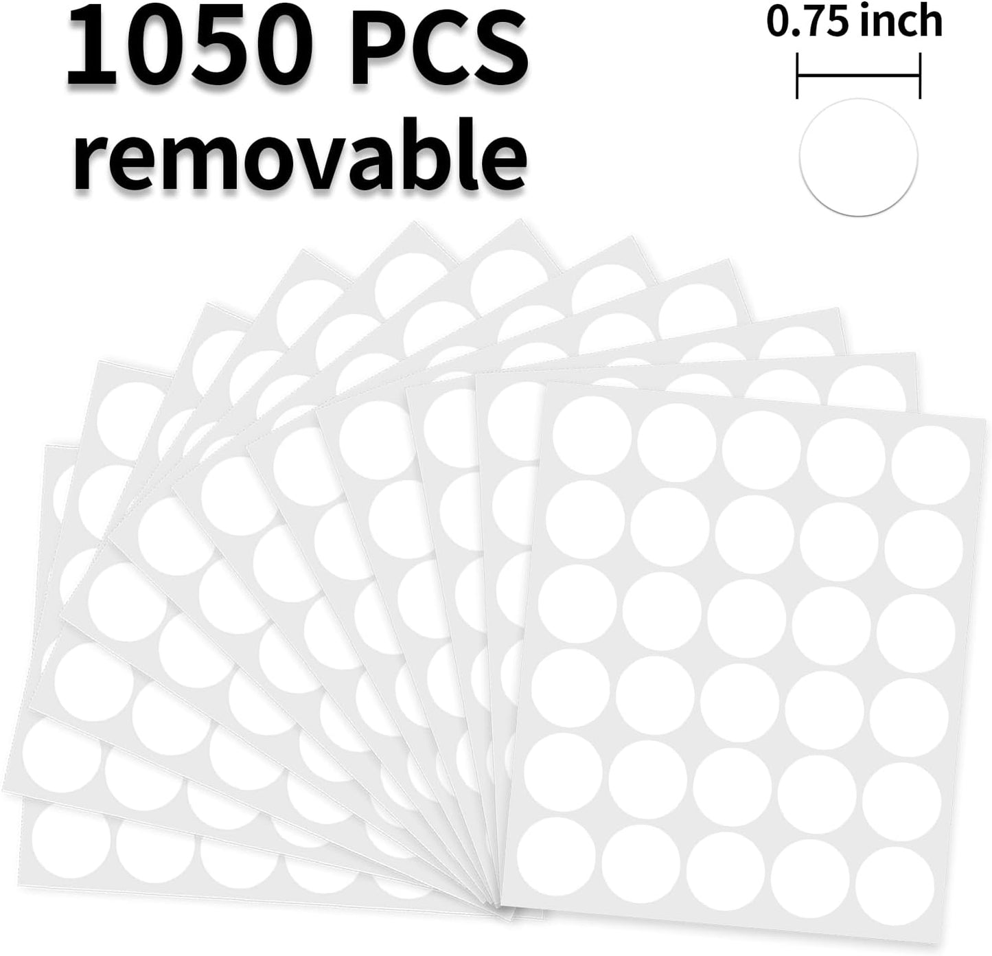 0.75 Inch Removable Color Code Dot Sticker Round Labels,Garage Sale Stickers Price Tags Label Blank Yard Sale Circle Dot Stickers Removable Writable Not Blurry (1050 Pack,White)