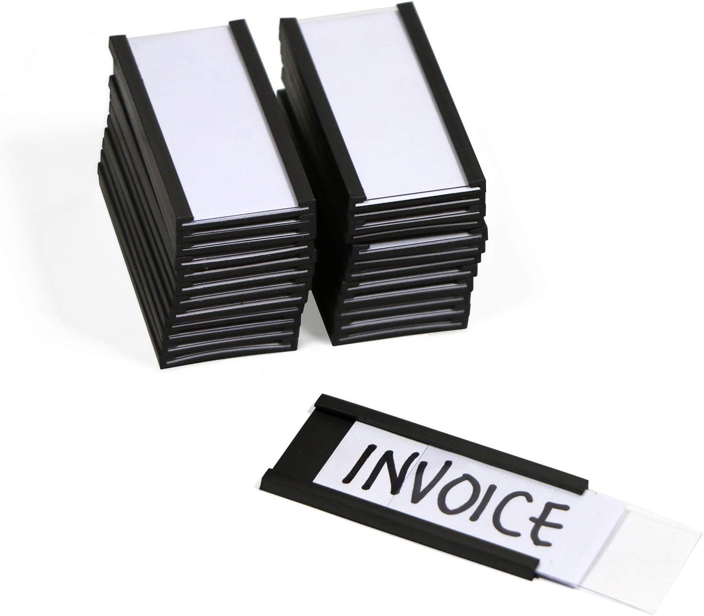 SmartSign Magnetic 'C' Channel Card Holders for Metal Racks and Shelves | 1" x 2" Pack of 25