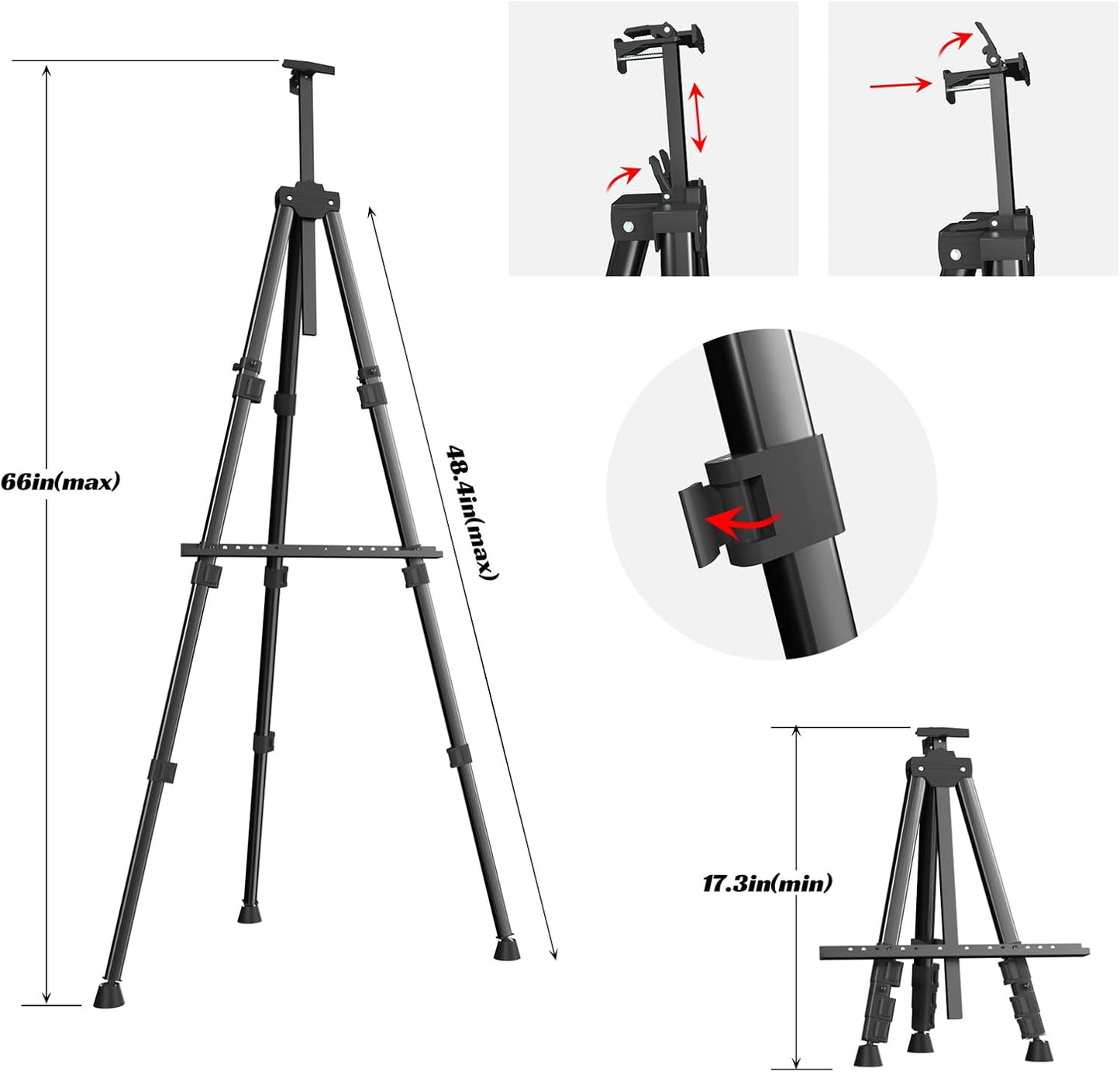 Easels for Painting Canvas, Aredy 66" Art Easel for Drawing, Portable Painting Easel Stand, Metal Table Top Easel (4 Pack)